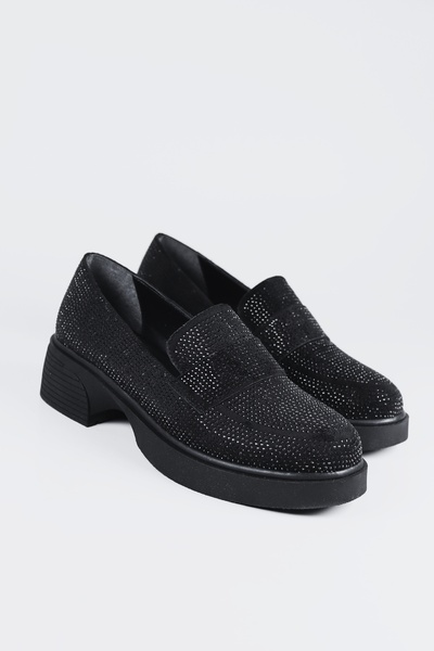 NiceDiffer Pantofi Lofer din țesătură neagră cu talpă anti-alunecare pentru f...