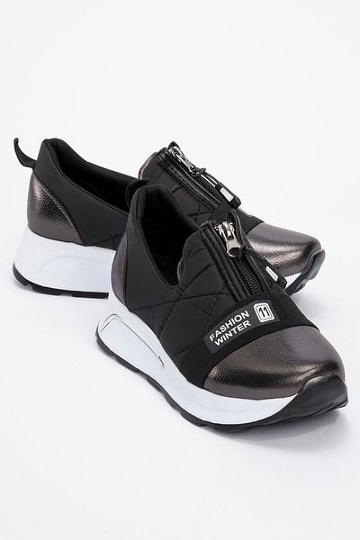 Ccway Pantofi casual de damă cu fermoar alb platină
