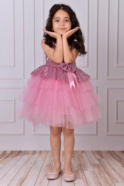 Mixie Girl's Pink Tulle Evening Dress