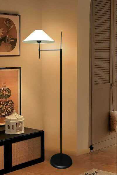 BSA LIGHTING DURU SİYAH TEKLİ LAMBADER(KREM ABAJURLU)KULLANIM ALANI;OTURMA ODASI,YATAK ODASI