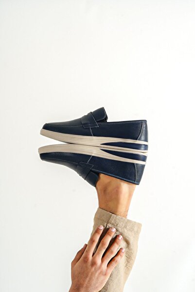 Deripabuc Hakiki Deri Lacivert Erkek Deri Casual Ayakkabı MRD7-0710