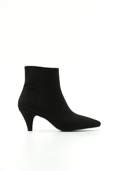 Gökçe Shoes Sabina Siyah Süet Günlük Kullanım Kadın Topuklu Bot
