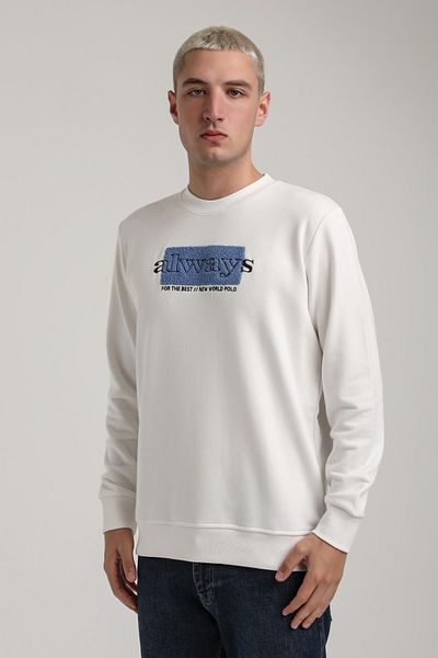NEW WORLD POLO Crew Neck Ecru Slim Fit Sweatshirt 24Fwm60201