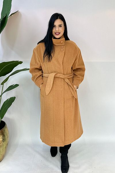 GÖKSEL Brown Large Size Cashmere Coat