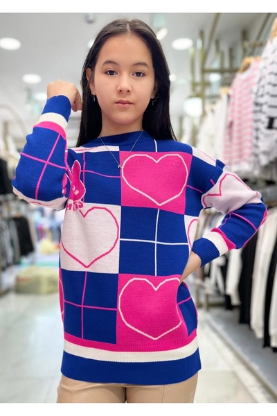 Minimoda Kids Kalp desenli kız çocuk kazak