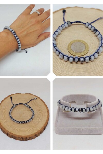 Yasamtohumu Moonstone Washer kroj Makrame Dizajn unisex narukvica (49356)