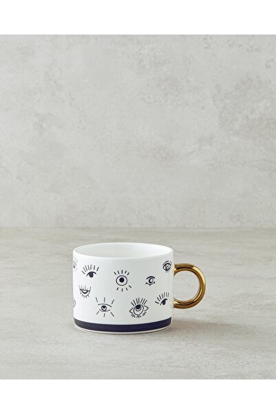 English Home All Eyes On New Bone China Kupa 345 Ml Siyah - Beyaz