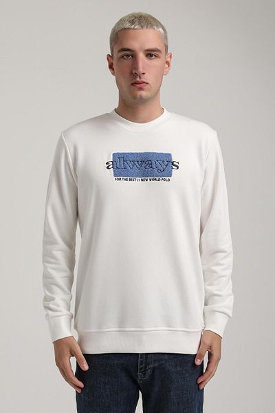 NEW WORLD POLO Crew Neck Ecru Slim Fit Sweatshirt 24Fwm60201