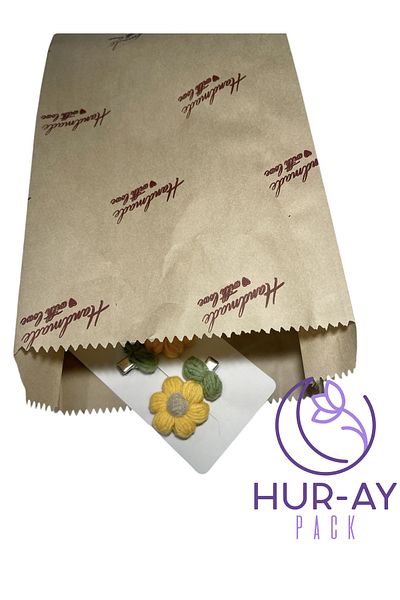 HUR-AY PACK Handmade Printed Paper Bag / Kraft Red Written Package Paper / 15X27 / 30 Pieces