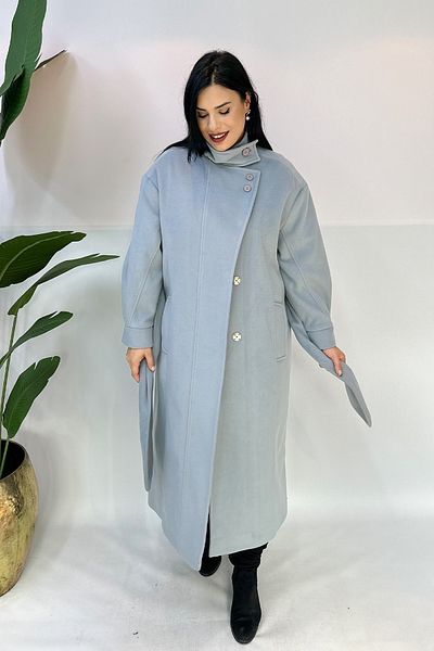 GÖKSEL Blue Plus Size Long Coat