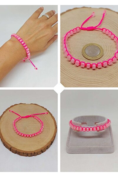 Yasamtohumu Рожевий кварцовий камінь Rondela Cut Macrame Design Unisex брасле...