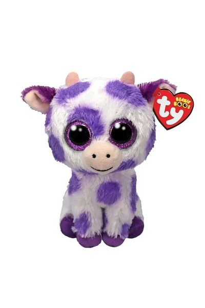 TY Beanie Boos إيثيل بقرة أرجوانية مرقطة 15 سم
