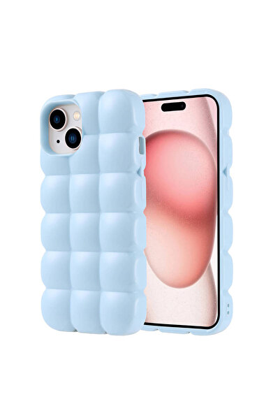 HTstore iPhone Compatible 15 Case Shiny Flexible Silicone Zore Dom Dom Cover