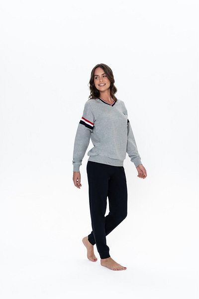 U.S. Polo Assn. قاعدة. بولو أسن. طقم بيجامة نسائي قطن 100% بأكمام طويلة - 17071