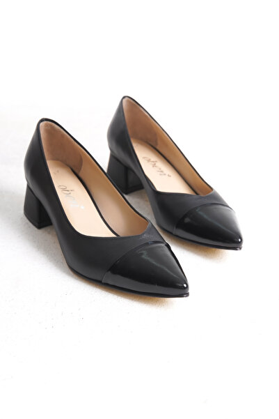 OBEN AYAKKABI %100 Hakiki Deri Rahat Ve Şık Stiletto Siyah Kadın Ayakkabı