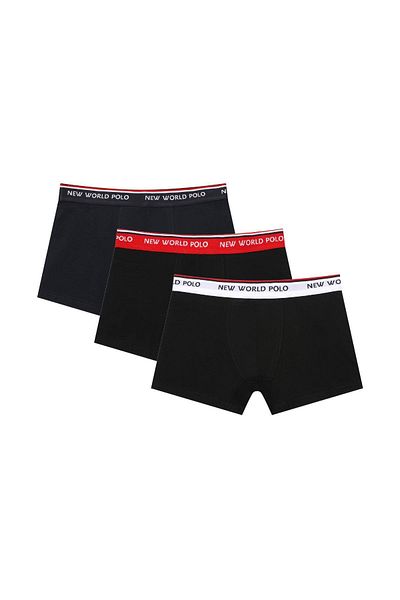NEW WORLD POLO Μαύρο Lycra Basic Σετ Boxer 3 τεμαχίων - 23SSM1003