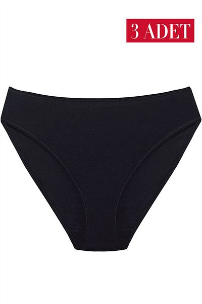 Magic Form 433 Women's Black Combed Fabric High Waisted 3-Piece Pack Regular Panties