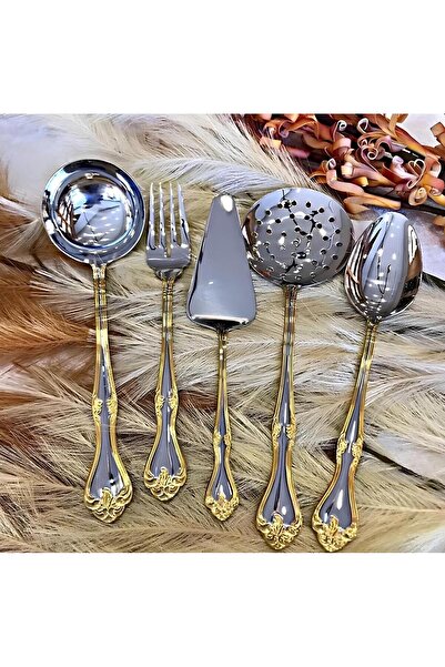 Nehir NEHİR LALEZAR SADE ALTIN 5 PARÇA SERVİS TAKIMI