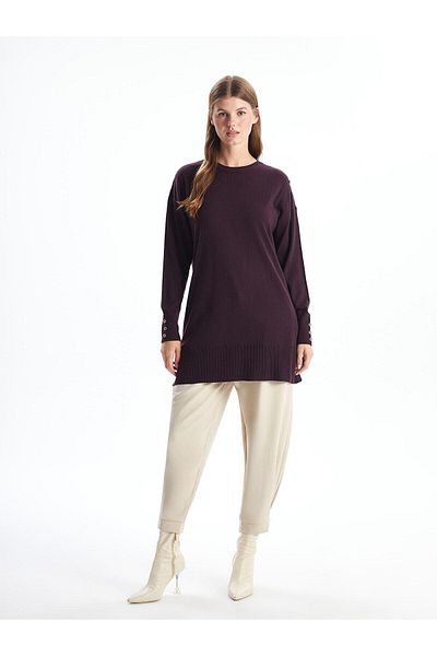 LC Waikiki Lcwaikiki Classic Crew Neck Solid Long Sleeve Women's Knitwear Tunic