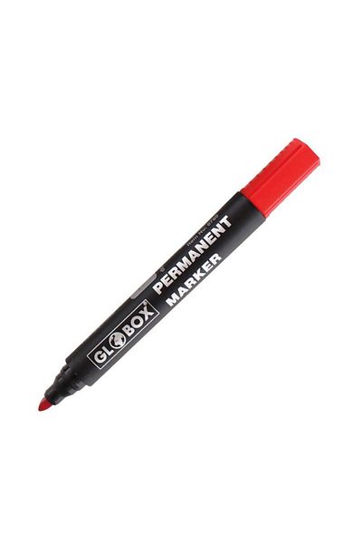 Globox Permanent Marker Round Tip Red 12 Pack