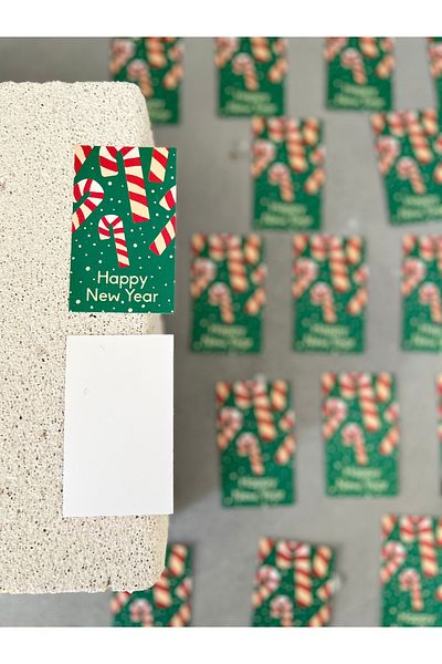 Meyofficial New Year's Candy Cane Greeting Card - 8X5 Cm, 20Pcs
