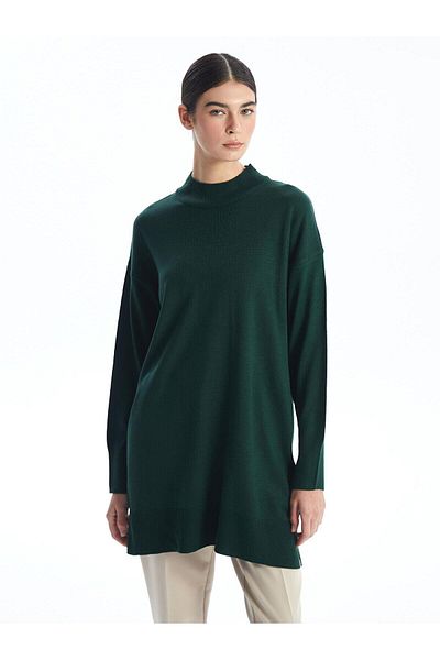 LC Waikiki LCW Modest Γυναικείο μονόχρωμο πλεκτό τουνίκ με μισό ζιβάγκο