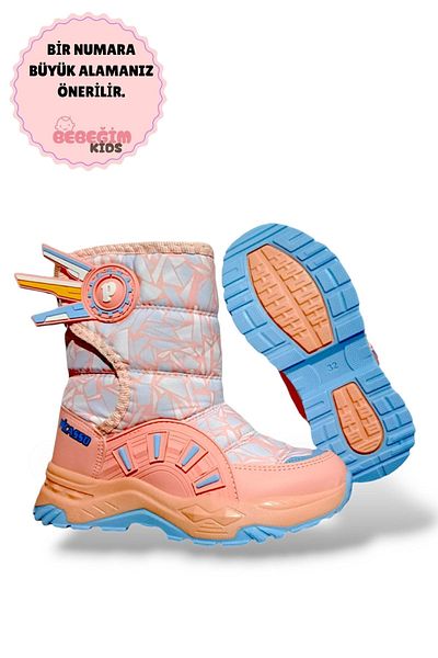 MODA Κοριτσίστικα υφασμάτινα μποτάκια αλεξίπτωτο Μπότες σε σκόνη IceWhite Woolen Velcro Αντιολισθητική σόλα Αδιάβροχη μπότα χιονιού