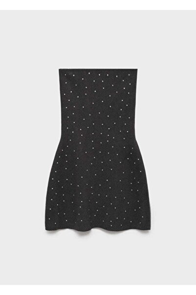 MANGO Woman Strass detalı dokuma elbise