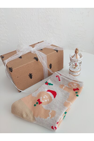 Handmade Yılbaşı mini hediye paketi/Kurabiye adam detaylı çorap&atlıkarınca A...