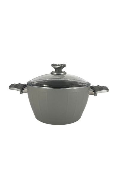 AVCI HOME MAKER 7-Piece Farah Cookware Set, Tempered Glass Lids, Non-Stick Ceramic Surface, PFOA Free - Grey