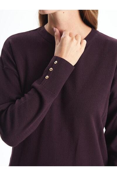 LC Waikiki LCWAIKIKI Classic Bisiklet Yaka Düz Uzun Kollu Kadın Triko Tunik