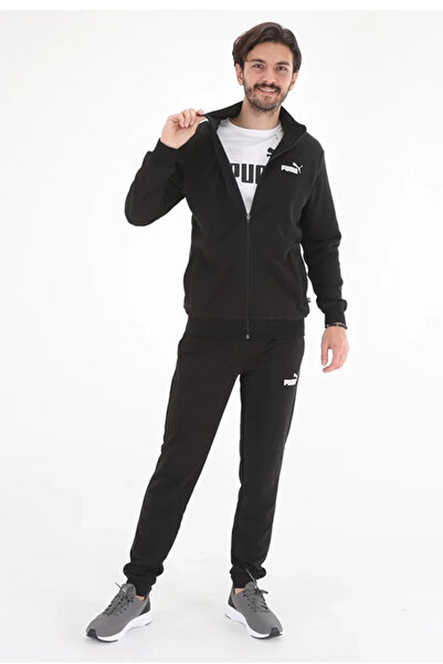 Puma Clean Sweat Suit Erkek Siyah Günlük Stil Eşofman Takım 58584001