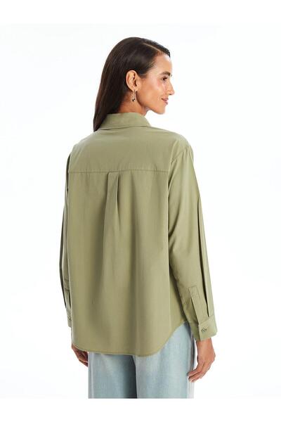 LC Waikiki LCW Modest Duz жіноча сорочка з попліну з довгим рукавом в стилі оверсайз