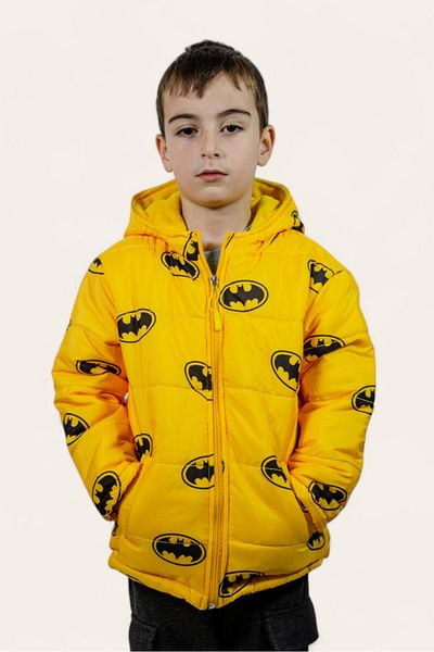 Batman Unisex Children's Puffer Jacket - Fleece, Thick Waterproof, Hooded, Printed Winter