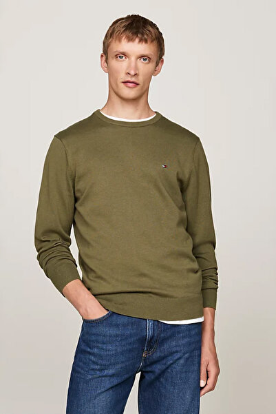 Tommy Hilfiger Erkek Bisiklet Yaka Kazak - Yeşil