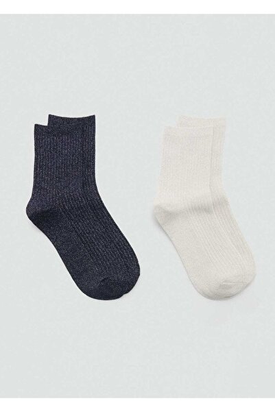 MANGO Woman Комплект от 2 оребрени блестящи чорапи