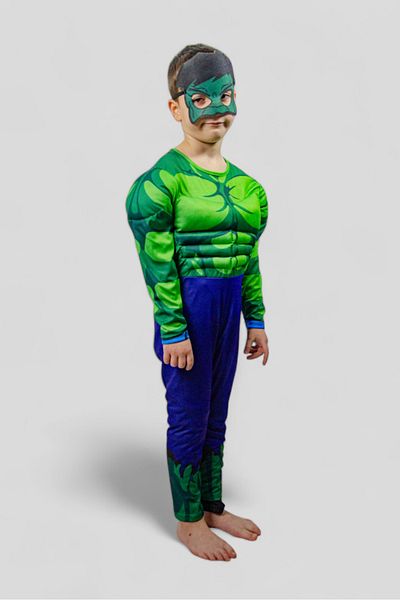 SEDİRLİ Hulk Costume Muscular Hulk Children's Costume with Mask Muscular Party Special Day Suit