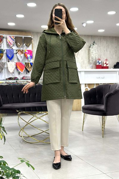 Temel İpek Boutique Καπιτονέ παλτό με κουκούλα