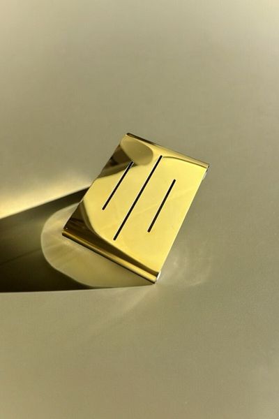 GO BLOBS Solid Soap Dispenser Dish Sponge Holder Striped Stainless Metal Gold Decorative Luxury Dowry Dowry Holder