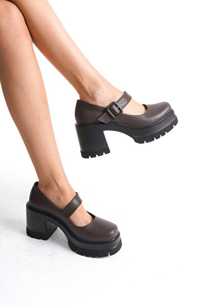 MARSEDO Кафяви дамски мокасини Pups - ежедневни обувки с дебел ток и танкетка