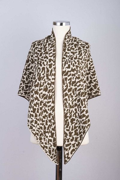 Sebir Moda Leopard Patterned Knitwear Triangle Shawl