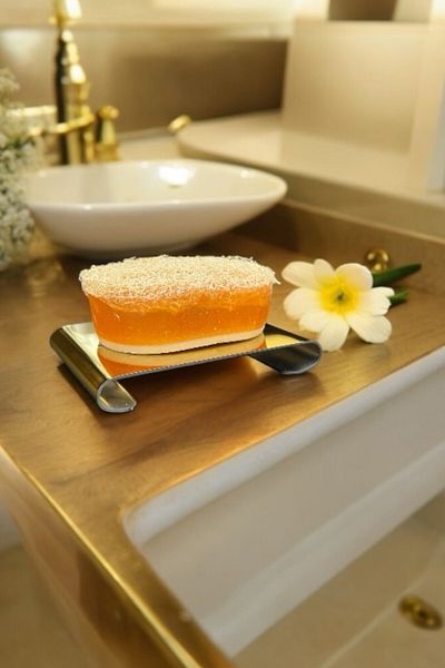 GO BLOBS Solid Soap Dispenser Dish Sponge Holder Striped Stainless Metal Gold Decorative Luxury Dowry Dowry Holder
