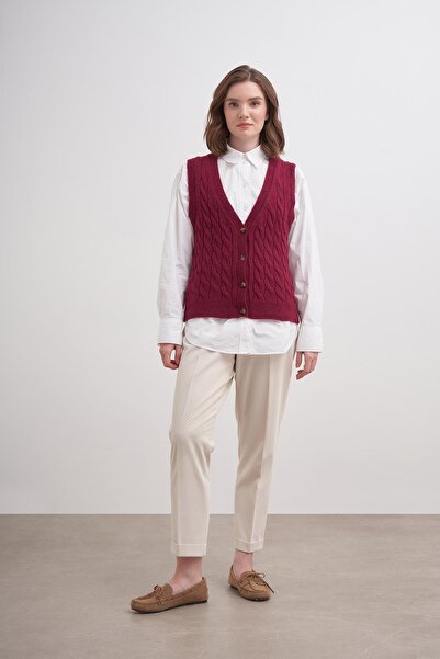 inspiration Laguna Düğmeli Süveter Br7042 Bordo