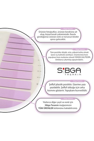 sibga tasarım Colorful Transparent Magenta Dried Postit - Bookmark Sticker Note Paper