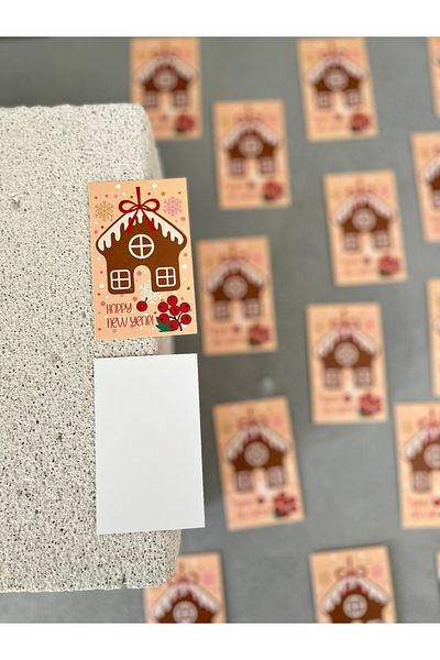 Meyofficial New Year's Greeting Card - Cookie Home Themed, 8*5 Cm, Pack of 20