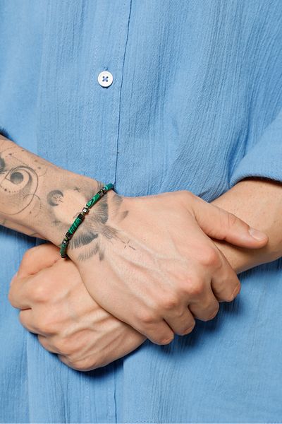 Fjellor Vidugavia Green Natural Stone Men's Adjustable Macrame Bracelet