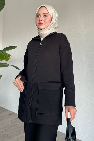 InStyle Two Pocket Zippered Suit Black