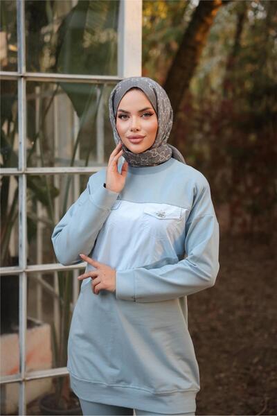 Bwest Dafne Pocketed Tracksuit Elastic Waist Trousers Double Set - (38-46) - 71153 - Black