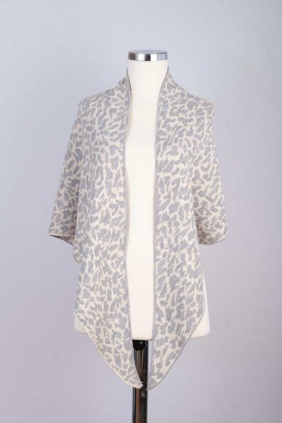 Sebir Moda Leopard Patterned Knitwear Triangle Shawl