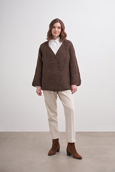 inspiration Selanik Düğmeli Hırka Br7046 Kahve